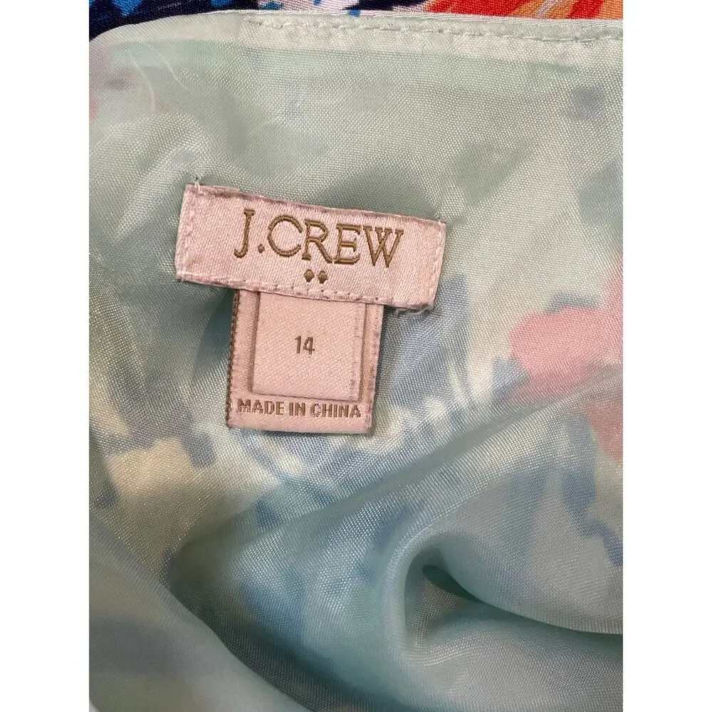 J.Crew Hydrangea Medallion Short Sleeve Shift Dress Size 14 Mint Blue